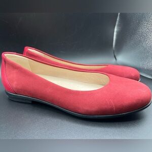 SAS Scenic Suede Comfort Ballet Flats Scarlett Red Leather Womens Size 7 M
